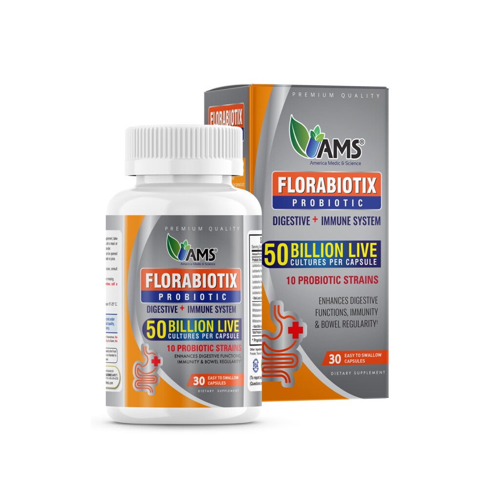 Ams Florabiotix Probiotic 50 Billion Capsules For Advanced Digestive & Immune Support 30's
