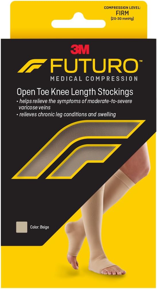 Futuro Open-toe Knee-length Compression Stockings Large Beige 71050en