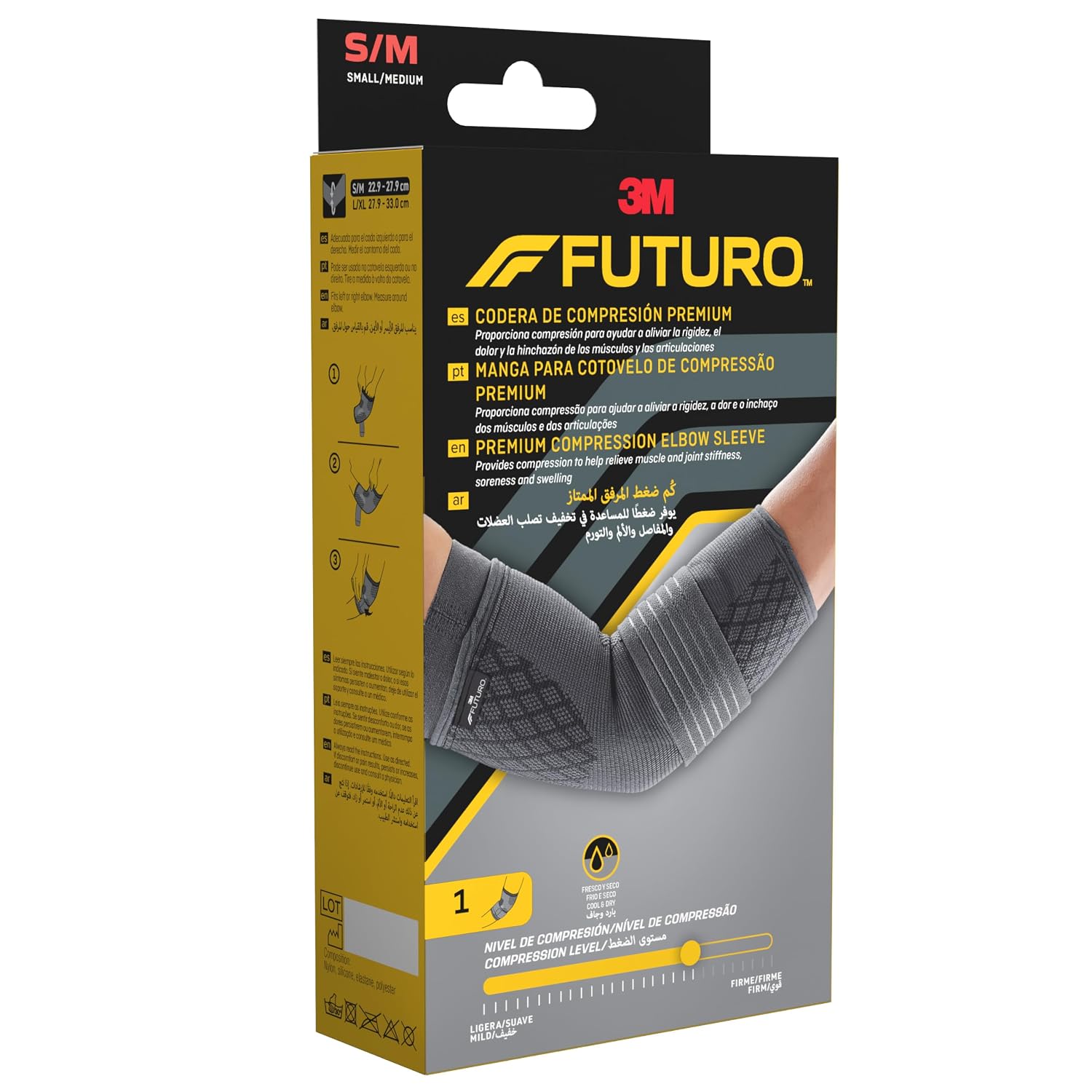 Futuro Premium Compression Elbow Sleeve Small/medium 49006 For Elbow Support