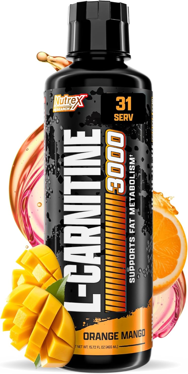Nutrex Lipo-carnitine 3000 Liquid Orange Mango For Energy & Fat Metabolism 16oz