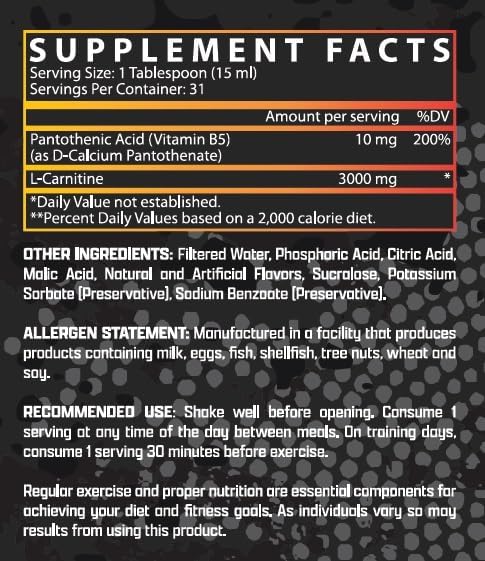 Nutrex Lipo-carnitine 3000 Liquid Orange Mango For Energy & Fat Metabolism 16oz