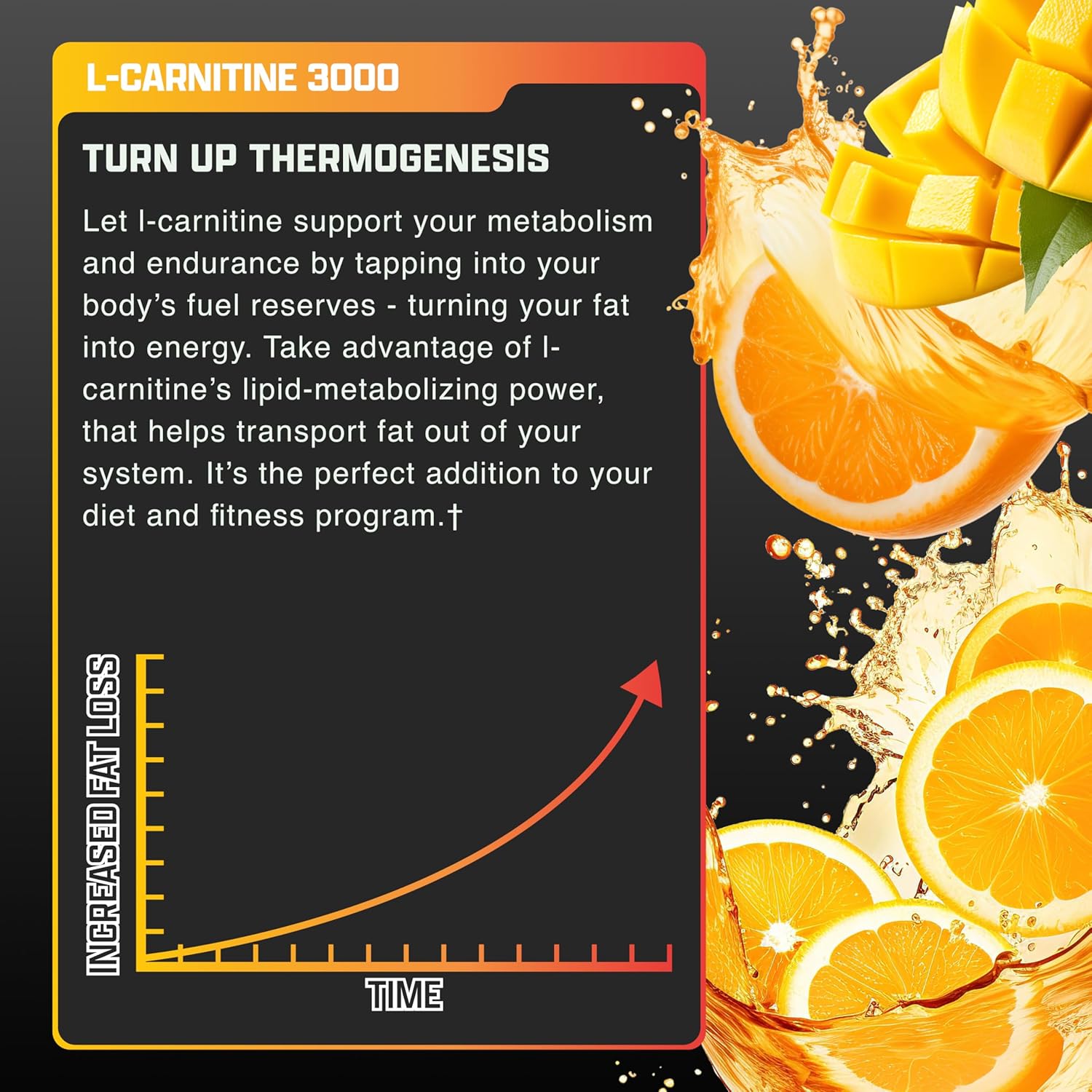 Nutrex Lipo-carnitine 3000 Liquid Orange Mango For Energy & Fat Metabolism 16oz