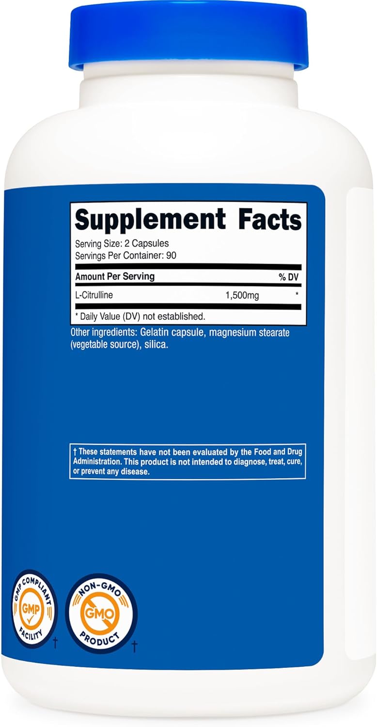 Nutricost L-citrulline 1500mg Capsules For Nitric Oxide & Workout Performance 180's