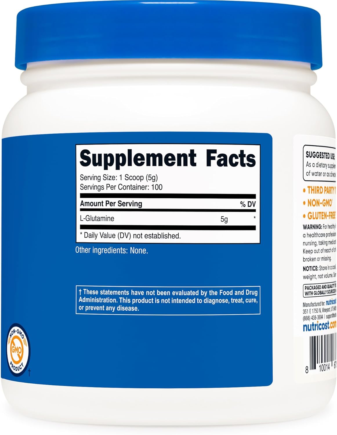Nutricost L-glutamine Powder For Muscle Recovery & Immune Support 500g