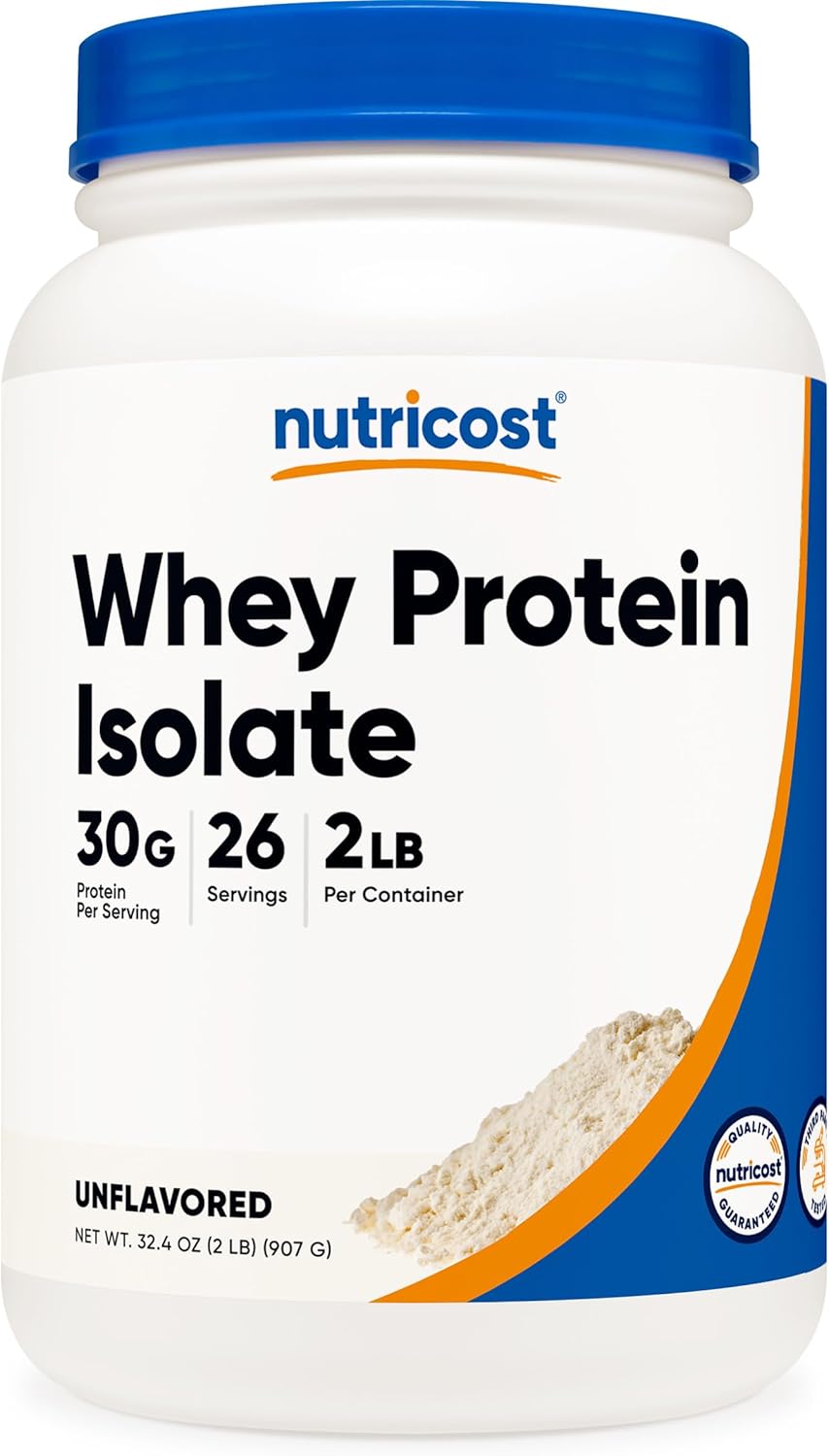 Nutricost Whey Protein Isolate Powder Unflavoured For Lean Muscle Support 2lb
