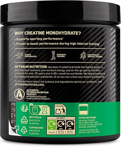 Optimum Nutrition Micronised Creatine Powder Orange For Strength & Performance 247.5g
