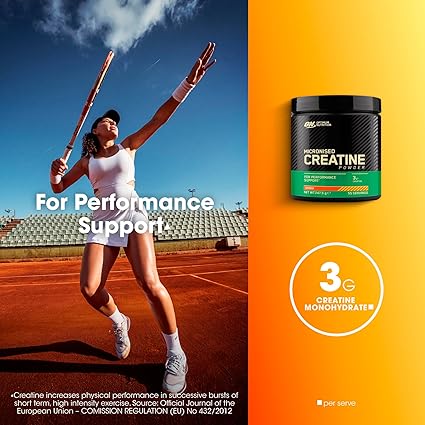 Optimum Nutrition Micronised Creatine Powder Orange For Strength & Performance 247.5g