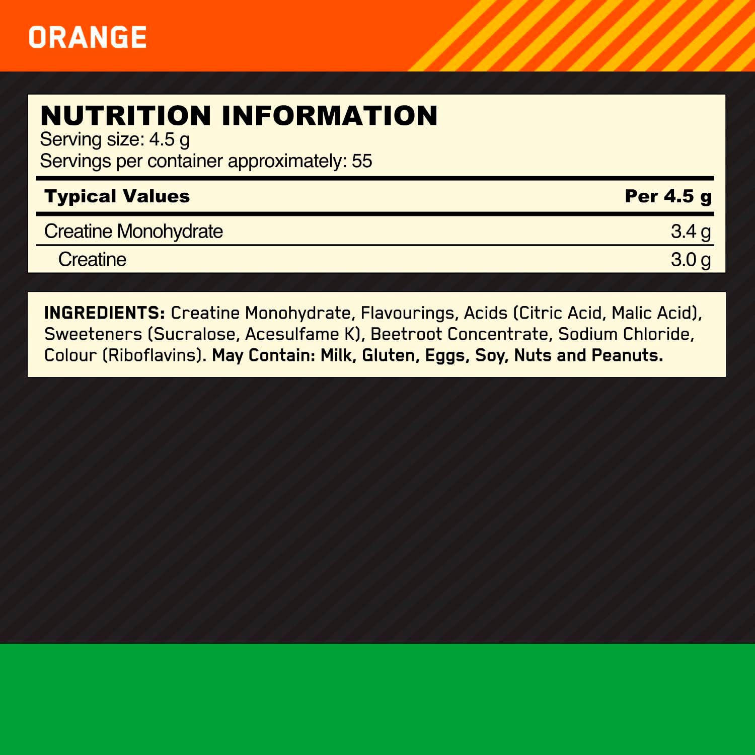 Optimum Nutrition Micronised Creatine Powder Orange For Strength & Performance 247.5g