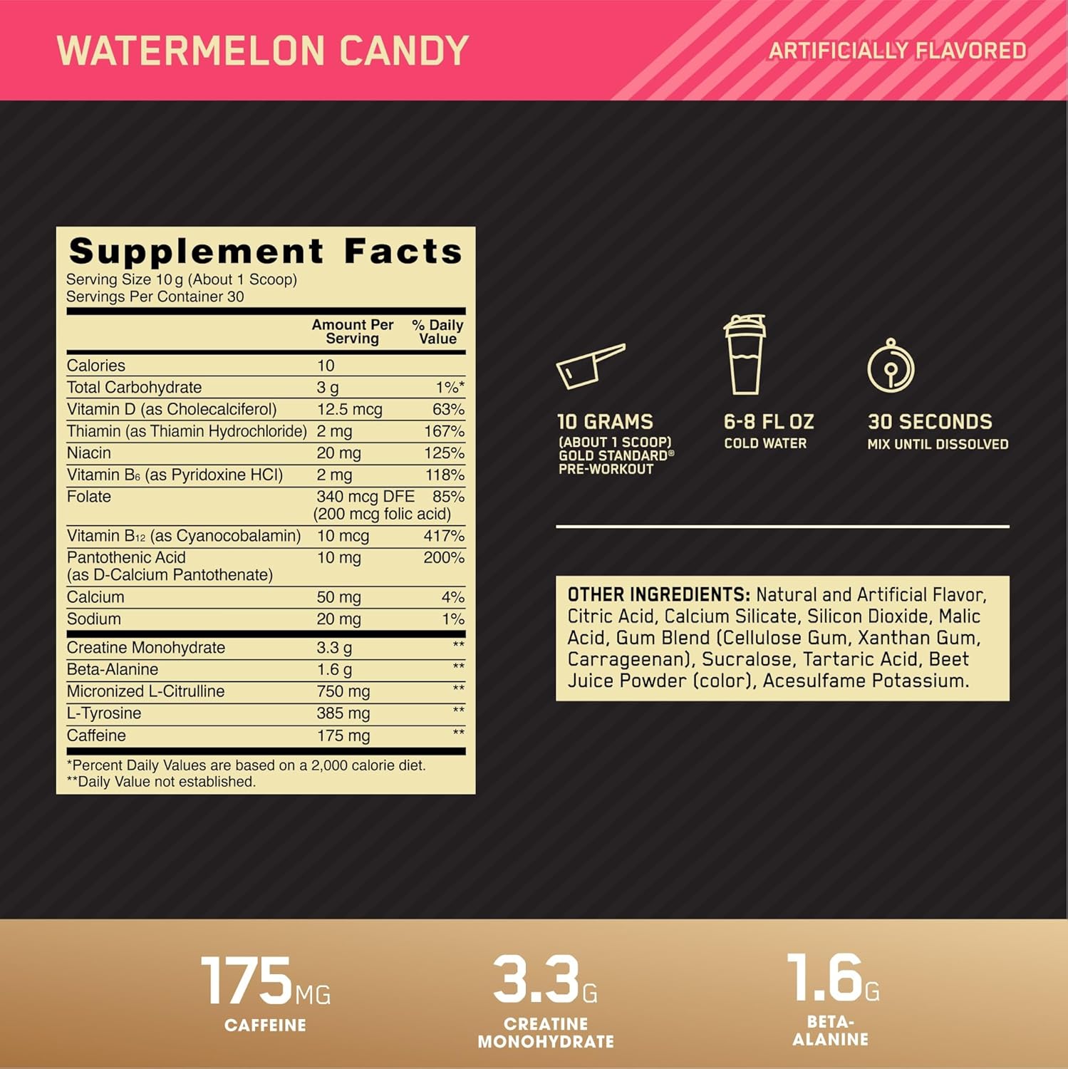 Optimum Nutrition Gold Standard Pre-workout Watermelon Candy 300g – Energy, Focus & Performance