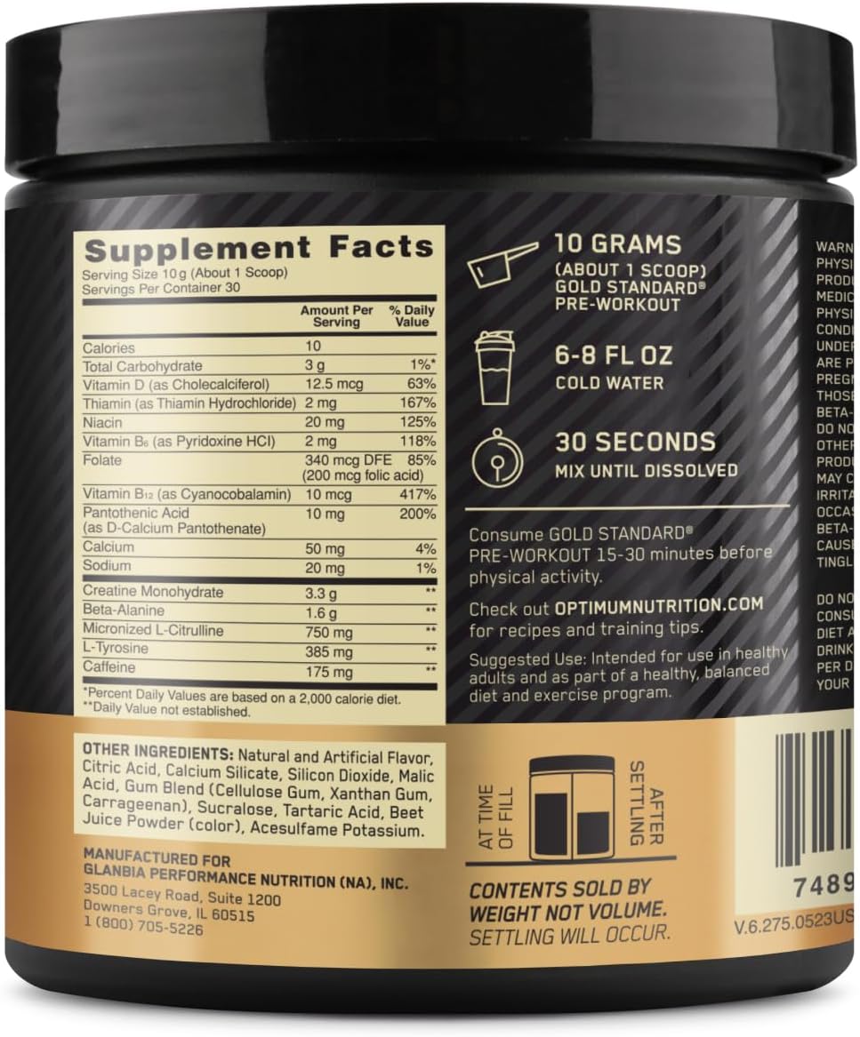 Optimum Nutrition Gold Standard Pre-workout Watermelon Candy 300g – Energy, Focus & Performance