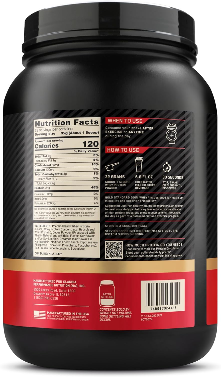 Optimum Nutrition Gold Standard 100% Whey Extreme Milk Chocolate 2lb – 24g Protein For Muscle Support & Recovery