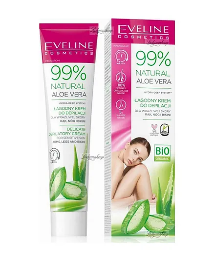Eveline 99% Natural Aloe Depilatory Cream For Arms, Legs & Bikini 125 Ml