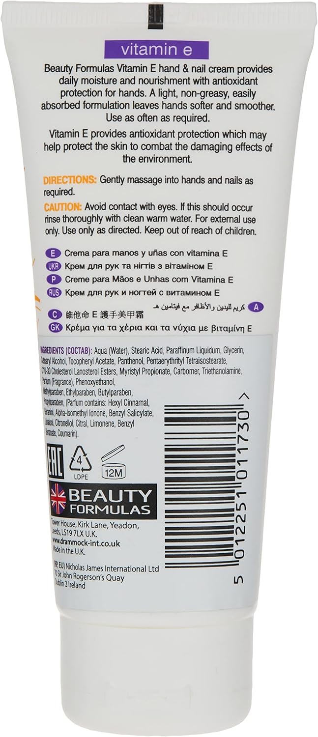 Beauty Formulas BF Vitamin E Hand & Nail Cream 100Ml:11730