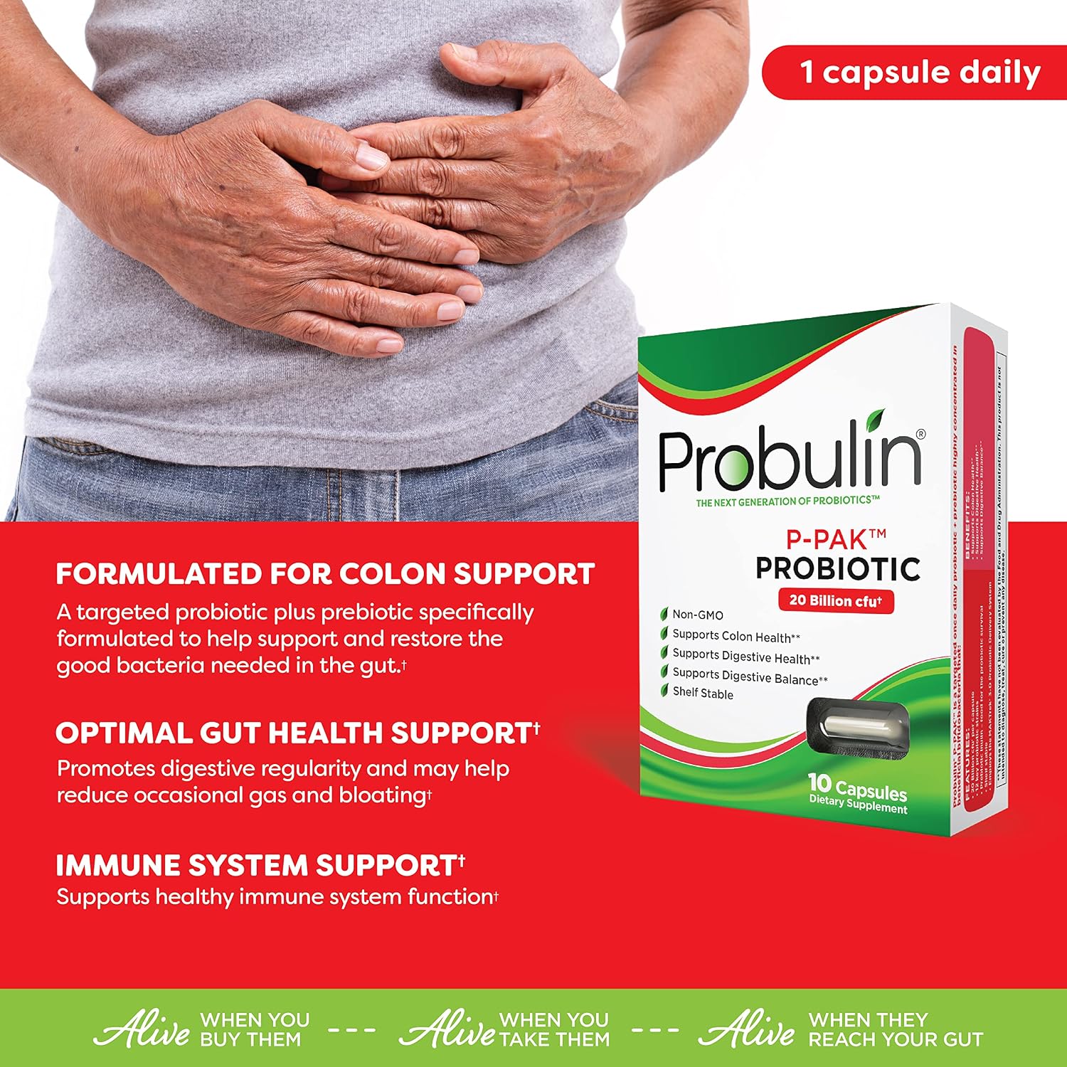 Probulin P-pack Probiotic Capsules 10's For Travel, Digestive Health & Gut Balance