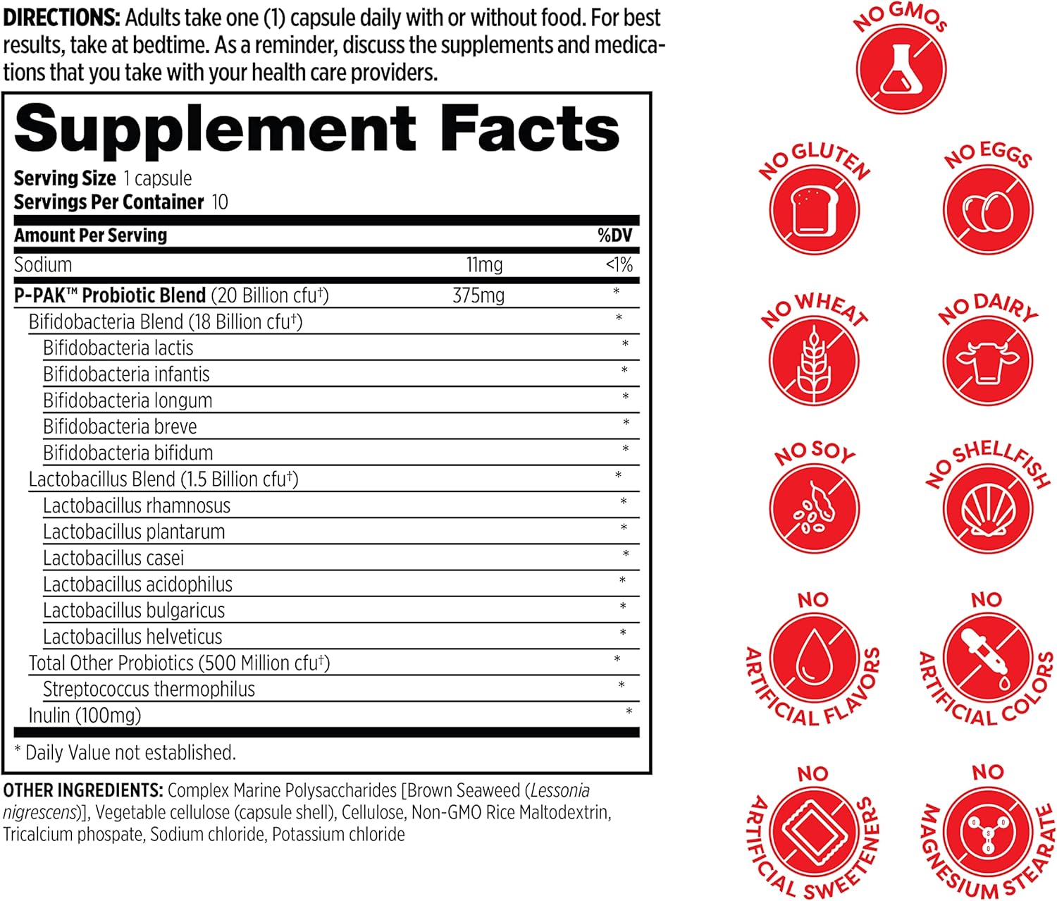 Probulin P-pack Probiotic Capsules 10's For Travel, Digestive Health & Gut Balance