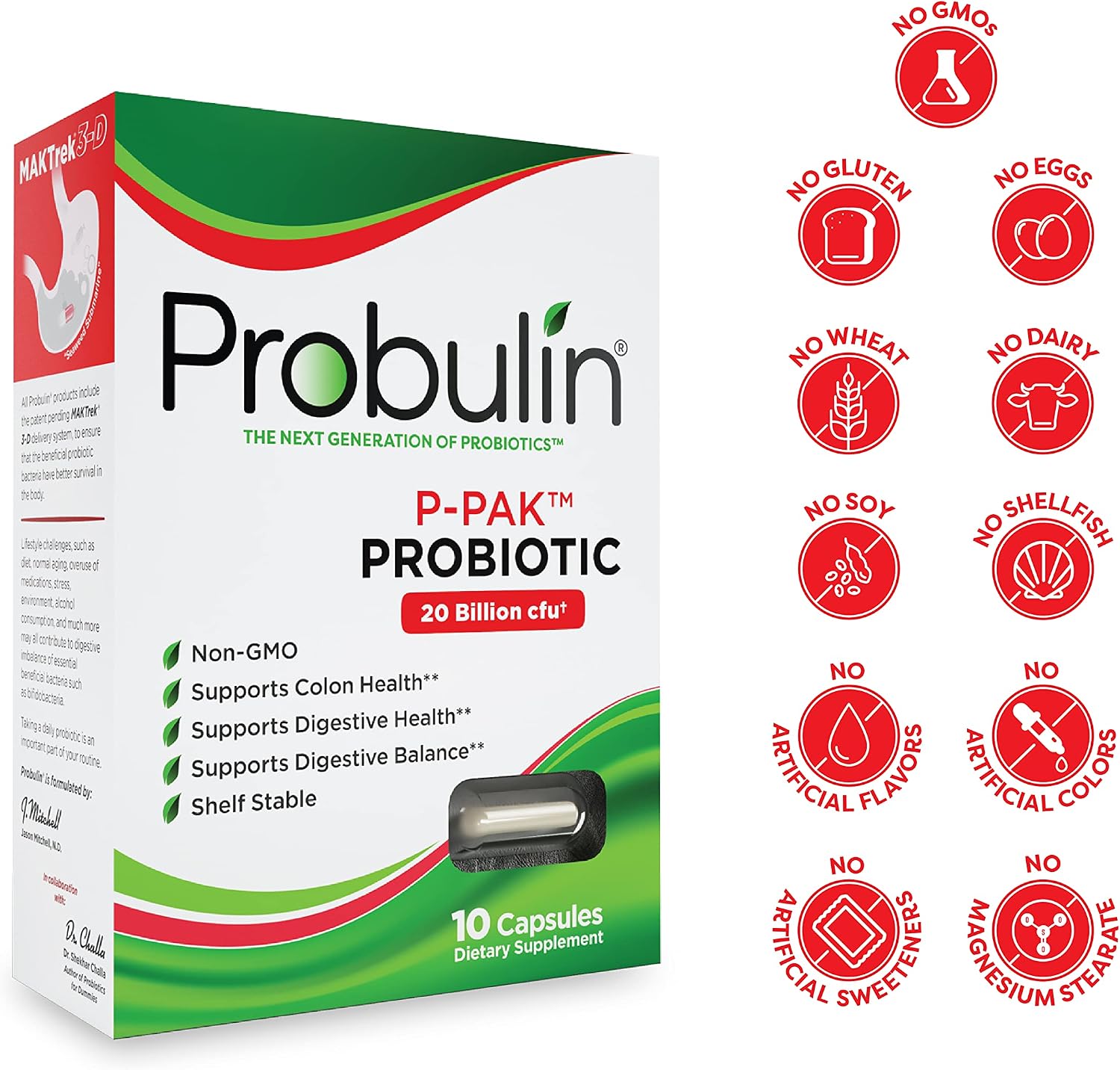 Probulin P-pack Probiotic Capsules 10's For Travel, Digestive Health & Gut Balance