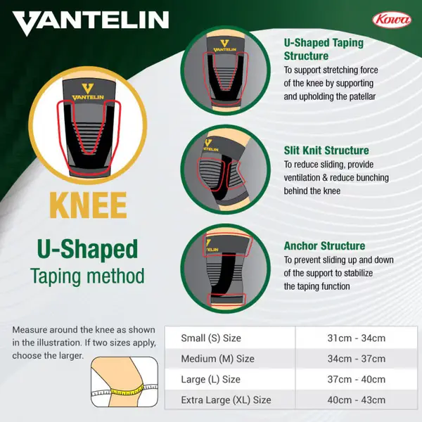 Vantelin Knee Support, Black, Size L