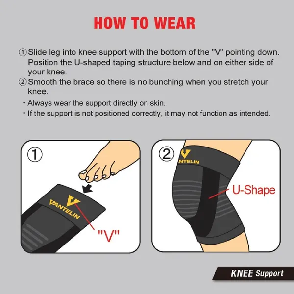 Vantelin Knee Support, Black, Size Xl