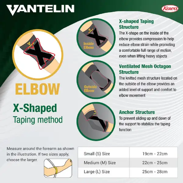 Vantelin Elbow Support, Black, Size M