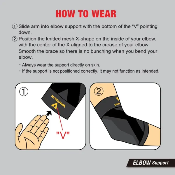 Vantelin Elbow Support, Black, Size M