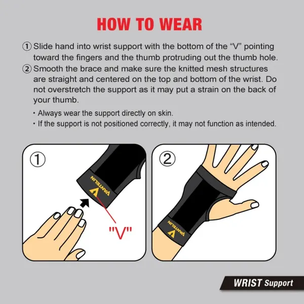 Vantelin Wrist Support, Black, Size M