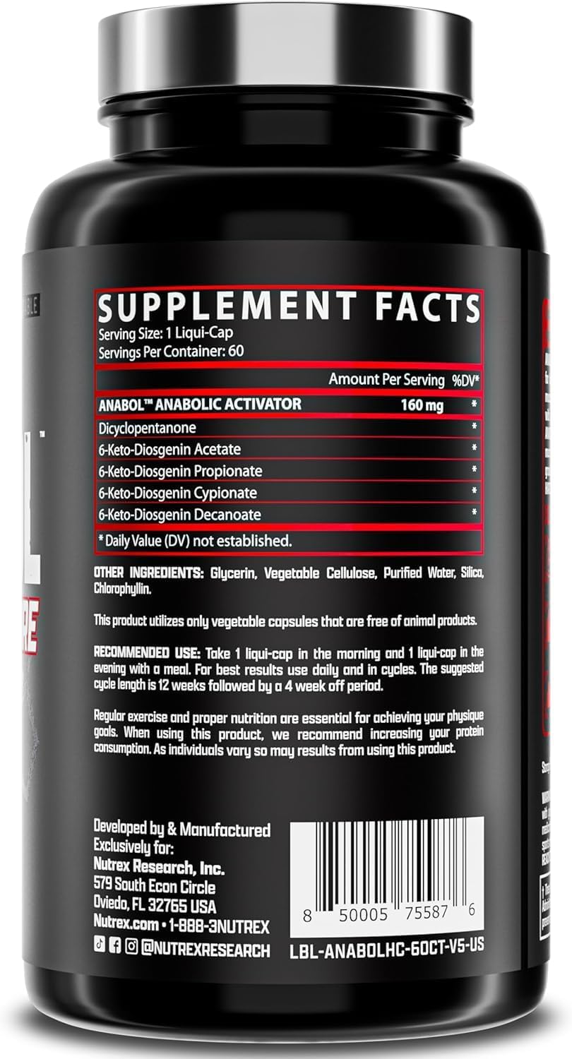 Nutrex Anabol Hardcore Capsules For Muscle Growth & Strength Support 60's