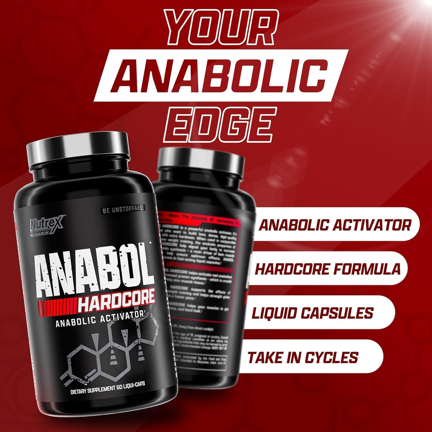 Nutrex Anabol Hardcore Capsules For Muscle Growth & Strength Support 60's