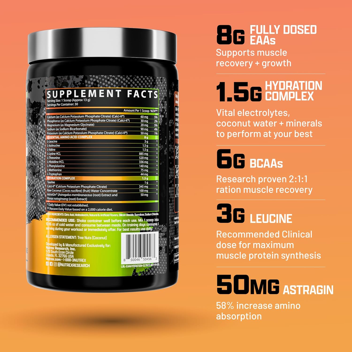 Nutrex Eaa+ Hydration Mango For Recovery & Hydration Support 30 Servings 390g