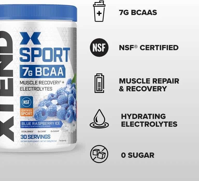 Scivation Xtend Bcaa Blue Raspberry Ice For Muscle Recovery & Hydration 30 Servings