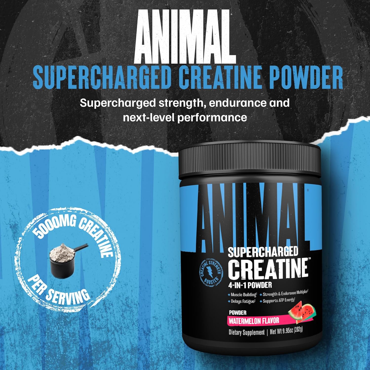 Universal Nutrition Animal Supercharged Creatine Watermelon 282g With Creatine Monohydrate For Strength, Power & Performance