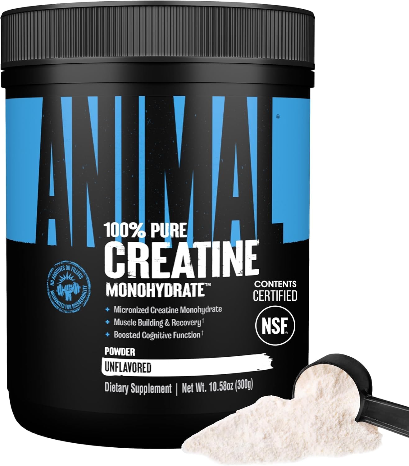 Universal Nutrition Animal Creatine Monohydrate Unflavoured Powder 300g With 5g Creatine For Strength & Muscle Performance