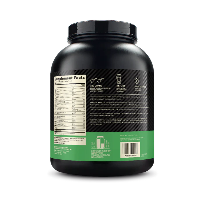 Optimum Nutrition Serious Mass Vanilla 6 Lb (2.72 Kg) For Weight Gain & Muscle Building Support