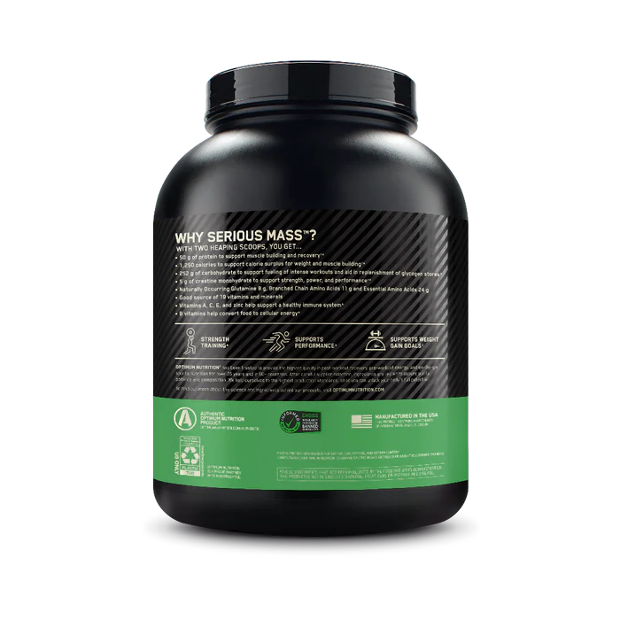 Optimum Nutrition Serious Mass Vanilla 6 Lb (2.72 Kg) For Weight Gain & Muscle Building Support