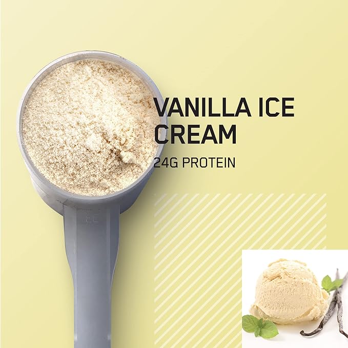 Optimum Nutrition Gold Standard 100% Whey Protein Vanilla Ice Cream 2lb with 24g Protein, 5.5g BCAAs & 4g Glutamine Naturally Occurring