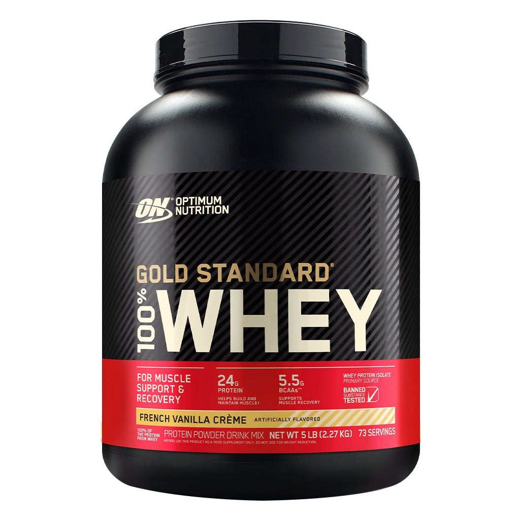 Optimum Nutrition Gold Standard 100% Whey French Vanilla Crème 5 Lb (2.27 Kg) For Muscle Recovery & Lean Muscle Support