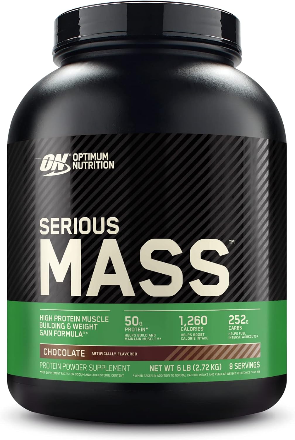Optimum Nutrition Serious Mass Chocolate 6 lb (2.72 kg) High-Calorie Weight Gainer with 50g Protein, 250g+ Carbs & Creatine for Muscle Mass & Weight Gain