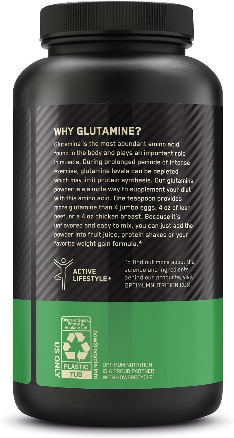 Optimum Nutrition L-Glutamine Powder 300g Unflavoured – 5g Pure L-Glutamine for Muscle Recovery Support