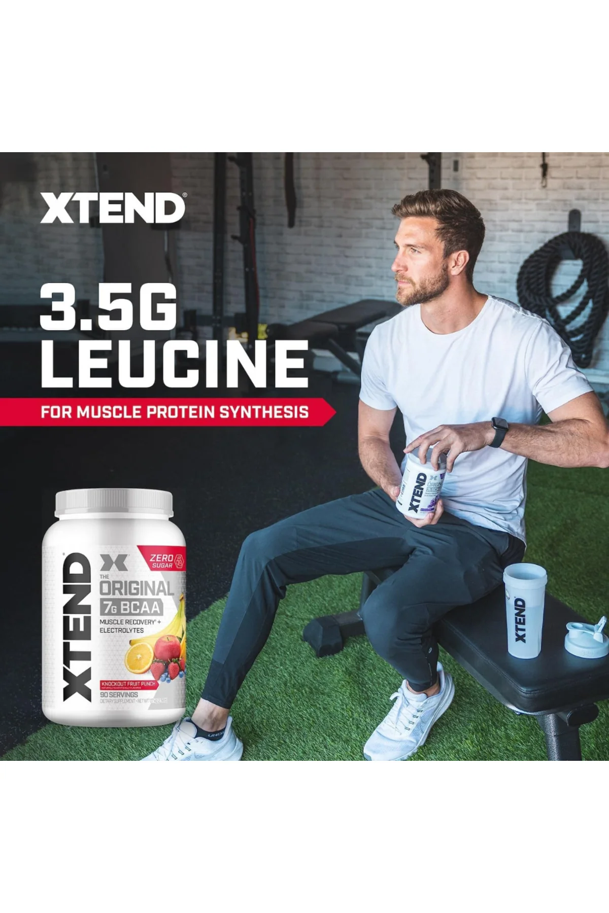 XTEND Original BCAA Knockout Fruit Punch 90 Servings – 7g BCAAs + Electrolytes for Hydration & Muscle Recovery