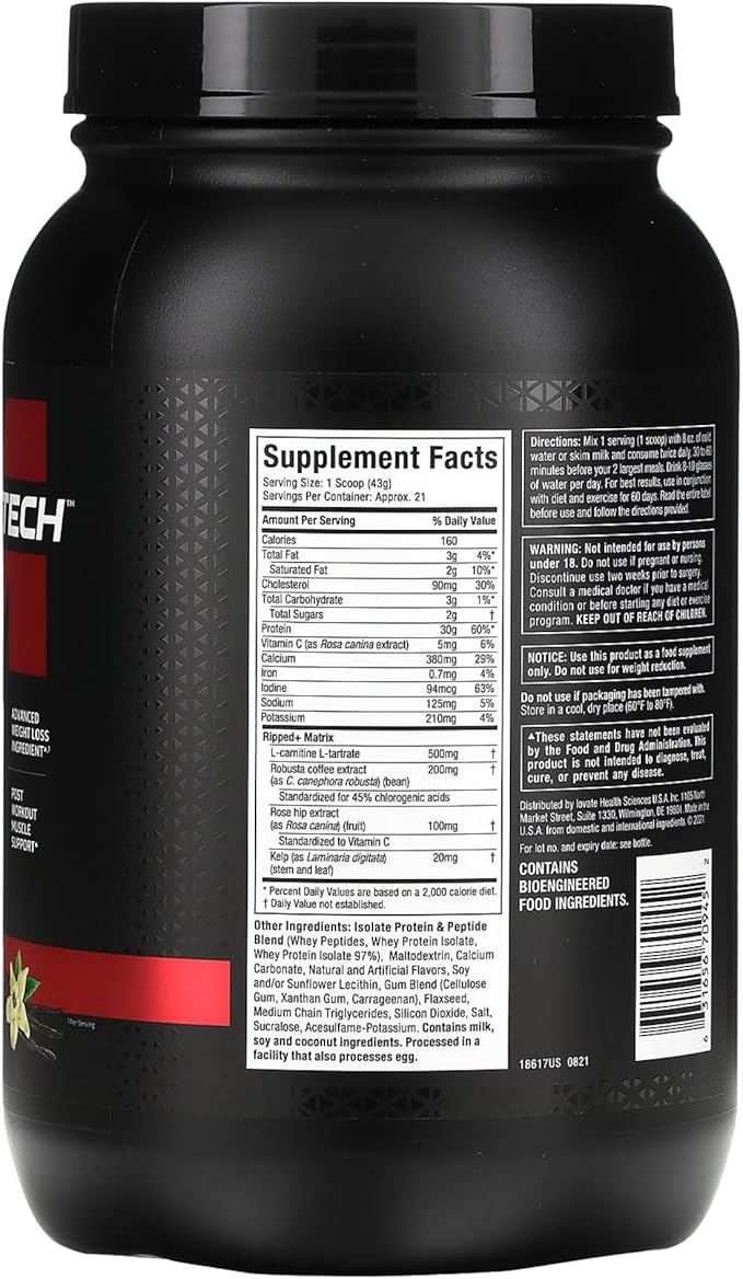 Nitro-tech Ripped Vanilla Cream, 2lb