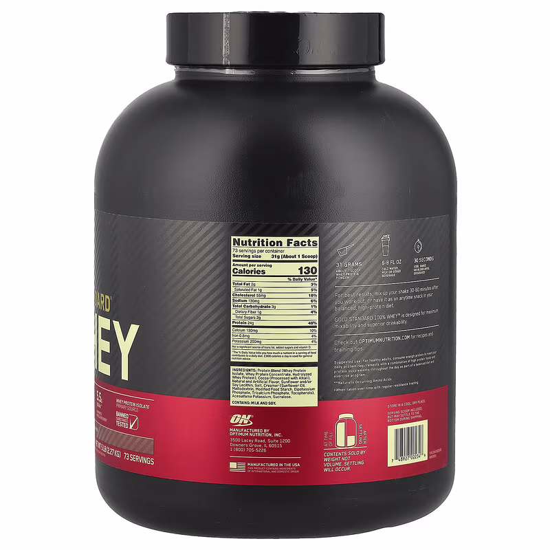 Optimum Nutrition Gold Standard 100% Whey Chocolate Malt 5lb (2.27kg) for Muscle Recovery, Lean Muscle Growth & Strength
