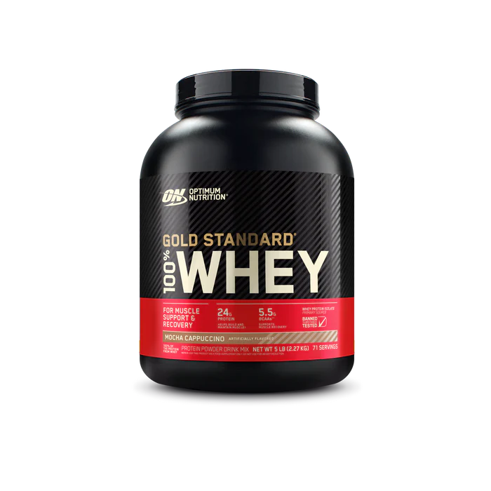 Optimum Nutrition Gold Standard 100% Whey Mocha Cappuccino 5 Lb (2.27 Kg) For Muscle Recovery & Lean Muscle Support