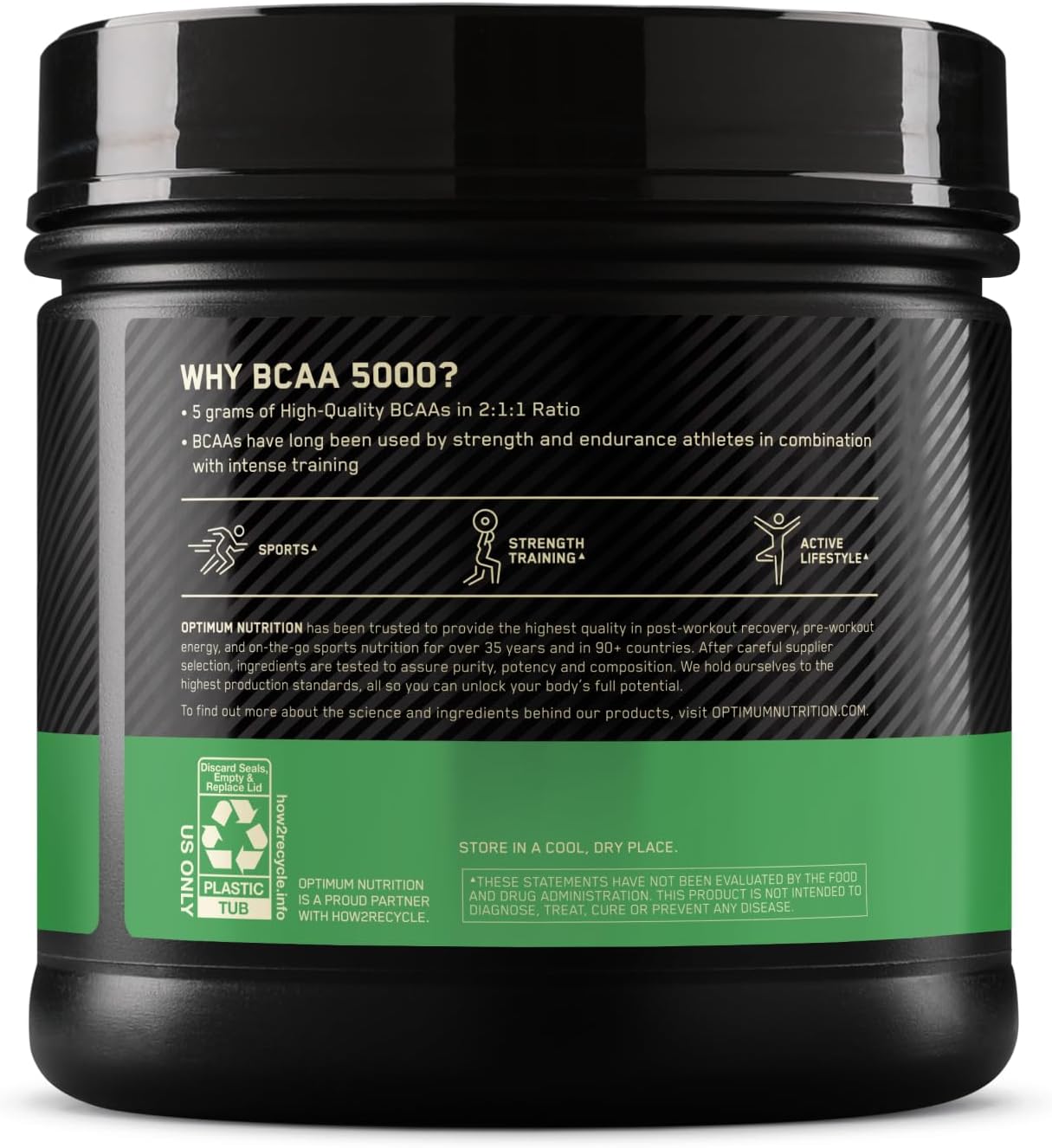 Optimum Nutrition Instantized Bcaa 5000 Powder 345gm(12.16 Oz) 60 Servings For Muscle Recovery & Endurance Support