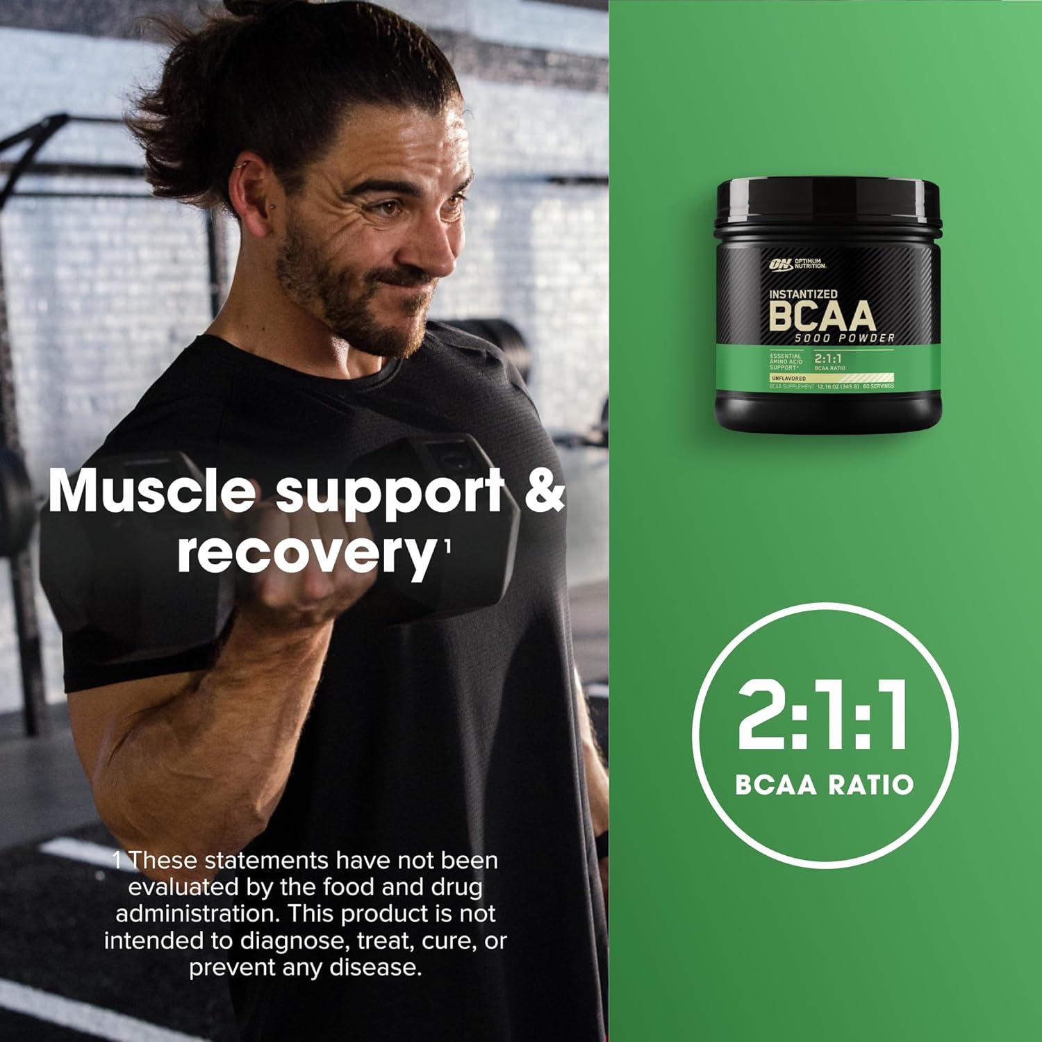 Optimum Nutrition Instantized Bcaa 5000 Powder 345gm(12.16 Oz) 60 Servings For Muscle Recovery & Endurance Support