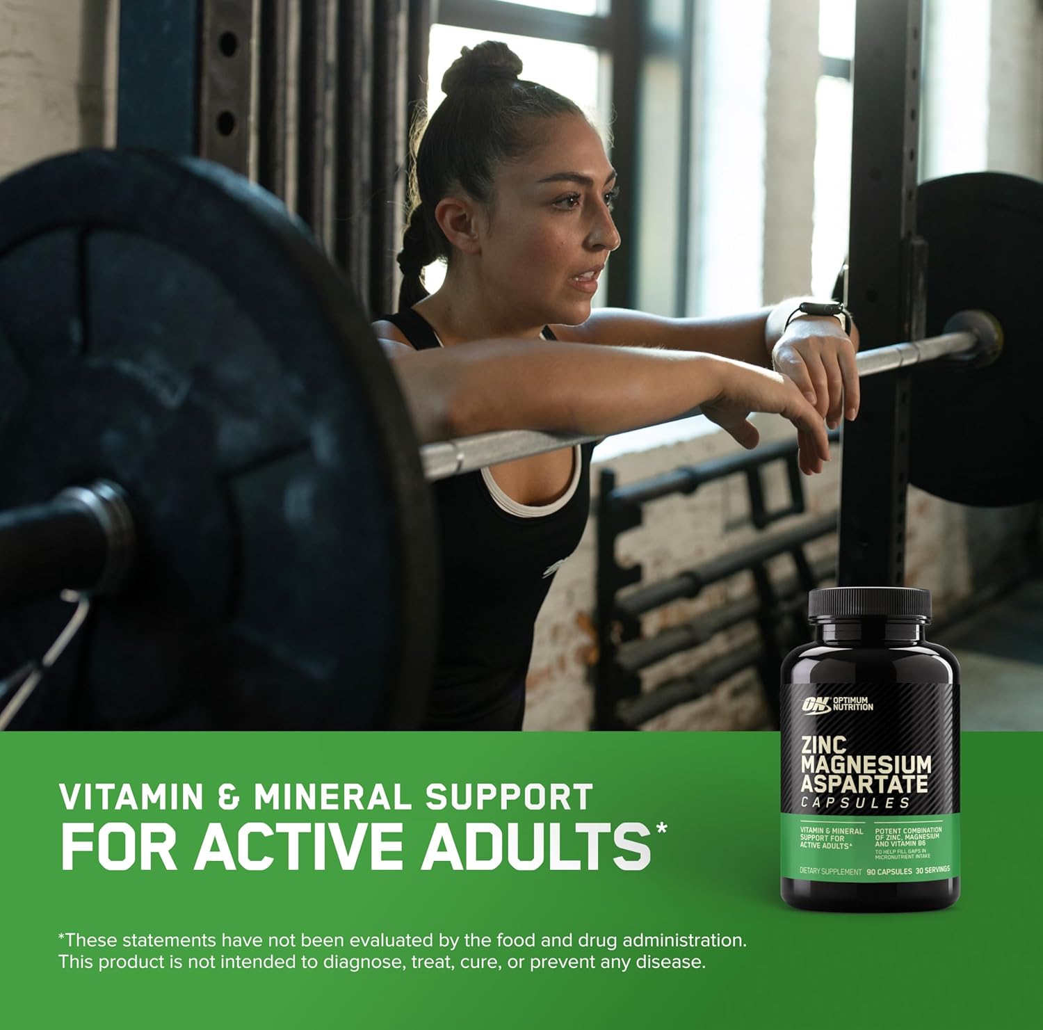 Optimum Nutrition Zma (zinc Magnesium Aspartate) 180 Capsules For Recovery & Muscle Support