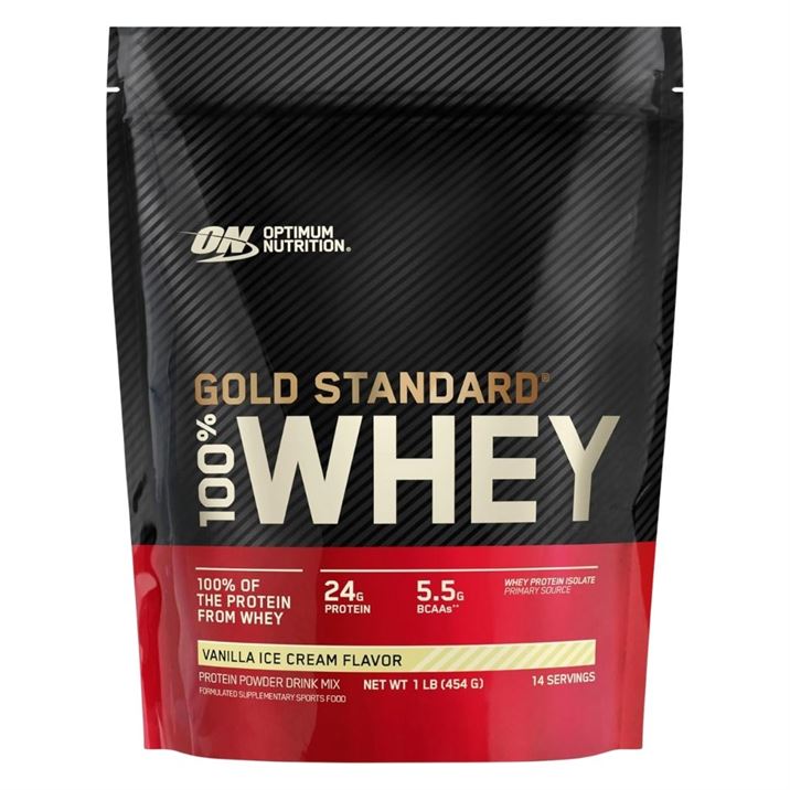 Optimum Nutrition Gold Standard 100% Whey Vanilla Ice Cream 1 Lb (454 G) For Muscle Recovery & Lean Muscle Support