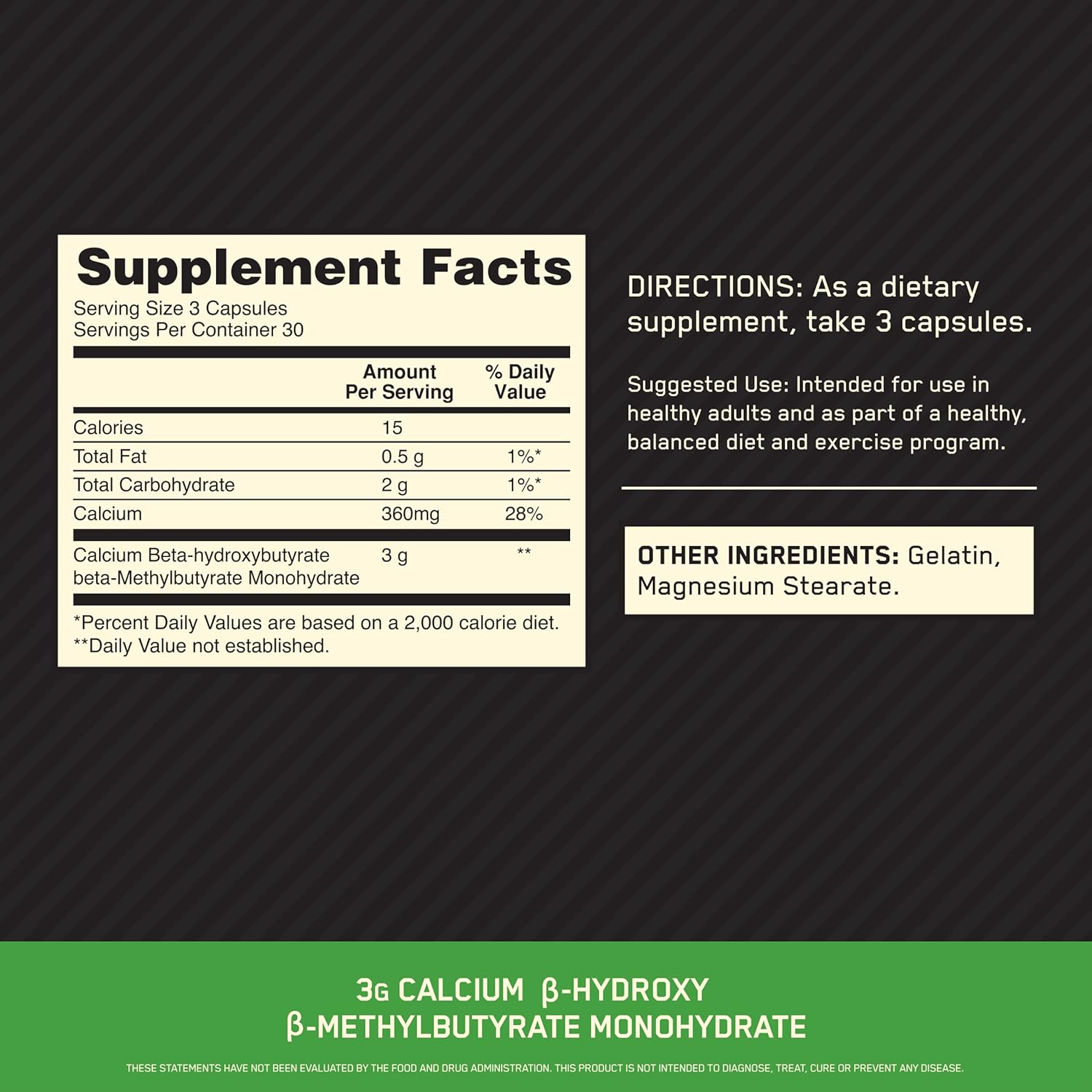 Optimum Nutrition Hmb 1000mg 90 Capsules For Muscle Recovery & Strength Support