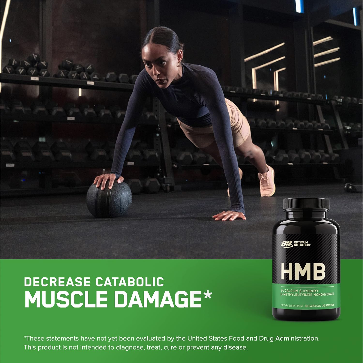 Optimum Nutrition Hmb 1000mg 90 Capsules For Muscle Recovery & Strength Support