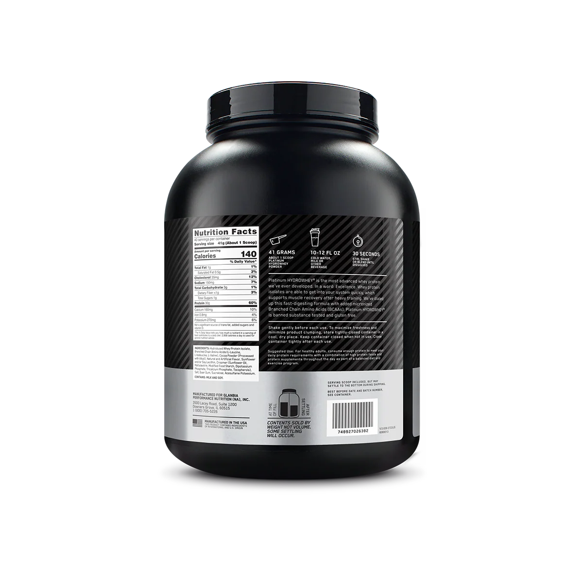 Optimum Nutrition Platinum Hydrowhey Turbo Chocolate 3.61 Lb (1.64 Kg) For Fast-absorbing Muscle Recovery