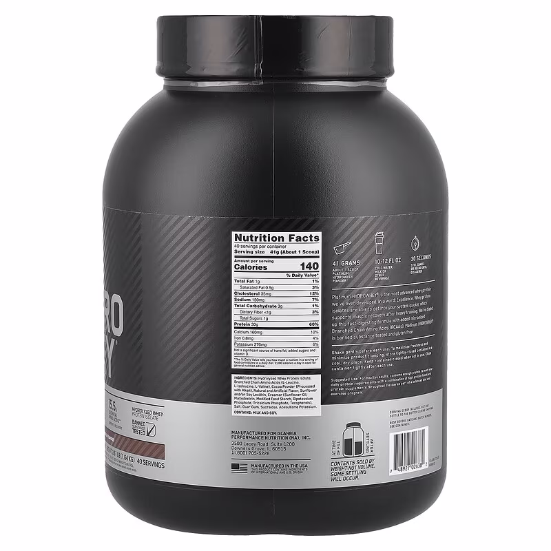 Optimum Nutrition Platinum HydroWhey Turbo Chocolate 3.61lb (1.64kg) for Rapid Muscle Recovery, Lean Muscle Growth & Strength