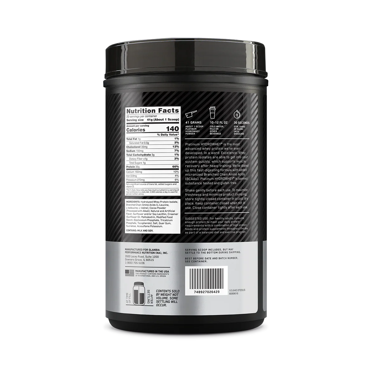 Optimum Nutrition Platinum Hydrowhey Triple Chocolate 1.75 Lb (795 G) For Fast-absorbing Muscle Recovery
